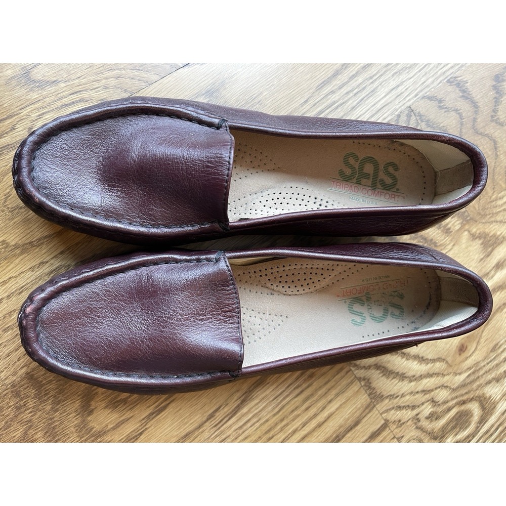 SAS Burgundy Wine Leather Loafers Womens 7.5  N Tripad Comfort Vintage